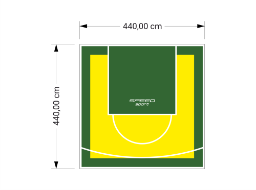 19M2/440X440CM ŻÓŁTO-ZIELONE BOISKO DO KOSZYKÓWKI SPEEDSPORT HEXA POWER PRO