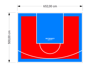 33M2/500X652CM CZERWONO-BŁĘKITNE BOISKO DO KOSZYKÓWKI SPEEDSPORT HEXA POWER PRO