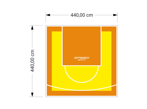 19M2/440X440CM ŻÓŁTO-POMARAŃCZOWE BOISKO DO KOSZYKÓWKI SPEEDSPORT HEXA POWER PRO
