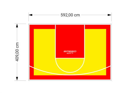 24M2/409X592CM ŻÓŁTO-CZERWONE BOISKO DO KOSZYKÓWKI SPEEDSPORT HEXA POWER PRO