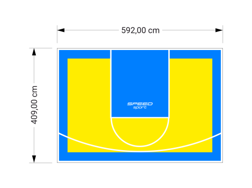 24M2/409X592CM ŻÓŁTO-BŁĘKITNE BOISKO DO KOSZYKÓWKI SPEEDSPORT HEXA POWER PRO