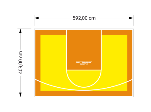 24M2/409X592CM ŻÓŁTO-POMARAŃCZOWE BOISKO DO KOSZYKÓWKI SPEEDSPORT HEXA POWER PRO