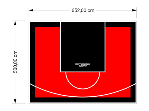 33M2/500X652CM CZERWONO-CZARNE BOISKO DO KOSZYKÓWKI SPEEDSPORT HEXA POWER PRO