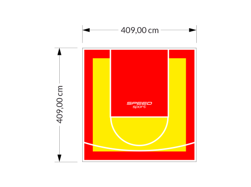 17M2/409X409CM ŻÓŁTO-CZERWONE BOISKO DO KOSZYKÓWKI SPEEDSPORT HEXA POWER PRO