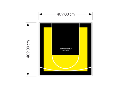 17M2/409X409CM ŻÓŁTO-CZARNE BOISKO DO KOSZYKÓWKI SPEEDSPORT HEXA POWER PRO