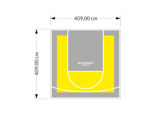 17M2/409X409CM ŻÓŁTO-SZARE BOISKO DO KOSZYKÓWKI SPEEDSPORT HEXA POWER PRO
