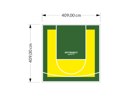 17M2/409X409CM ŻÓŁTO-ZIELONE BOISKO DO KOSZYKÓWKI SPEEDSPORT HEXA POWER PRO
