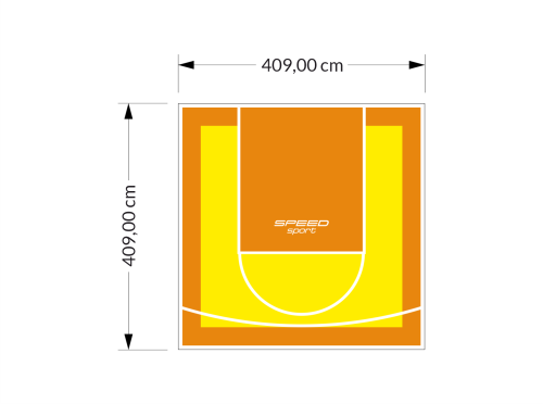 17M2/409X409CM ŻÓŁTO-POMARAŃCZOWE BOISKO DO KOSZYKÓWKI SPEEDSPORT HEXA POWER PRO