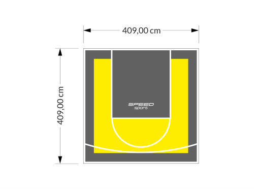 17M2/409X409CM ŻÓŁTO-GRAFITOWE BOISKO DO KOSZYKÓWKI SPEEDSPORT HEXA POWER PRO