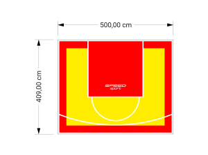 21M2/409X500CM ŻÓŁTO-CZERWONE BOISKO DO KOSZYKÓWKI SPEEDSPORT HEXA POWER PRO