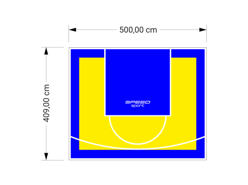21M2/409X500CM ŻÓŁTO-NIEBIESKIE BOISKO DO KOSZYKÓWKI SPEEDSPORT HEXA POWER PRO