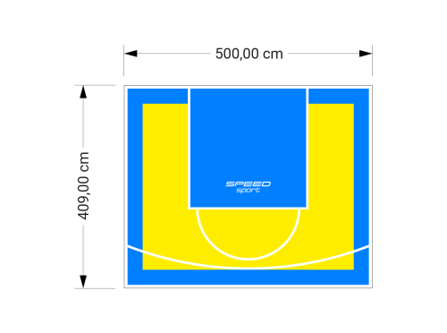 21M2/409X500CM ŻÓŁTO-BŁĘKITNE BOISKO DO KOSZYKÓWKI SPEEDSPORT HEXA POWER PRO
