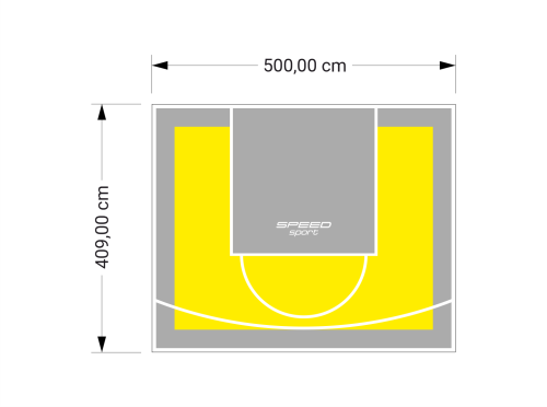 21M2/409X500CM ŻÓŁTO-SZARE BOISKO DO KOSZYKÓWKI SPEEDSPORT HEXA POWER PRO