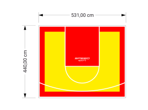 23M2/440X531CM ŻÓŁTO-CZERWONE BOISKO DO KOSZYKÓWKI SPEEDSPORT HEXA POWER PRO