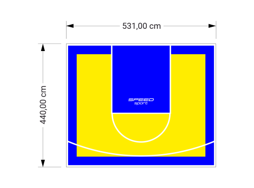 23M2/440X531CM ŻÓŁTO-NIEBIESKIE BOISKO DO KOSZYKÓWKI SPEEDSPORT HEXA POWER PRO