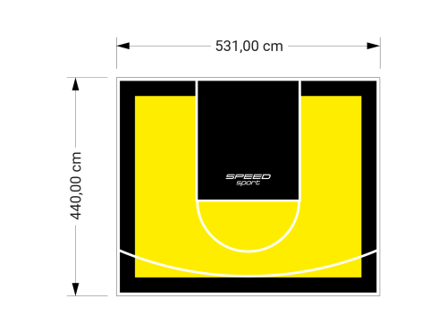 23M2/440X531CM ŻÓŁTO-CZARNE BOISKO DO KOSZYKÓWKI SPEEDSPORT HEXA POWER PRO