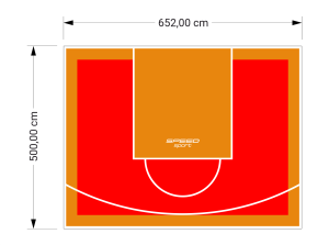 33M2/500X652CM CZERWONO-POMARAŃCZOWE BOISKO DO KOSZYKÓWKI SPEEDSPORT HEXA POWER PRO