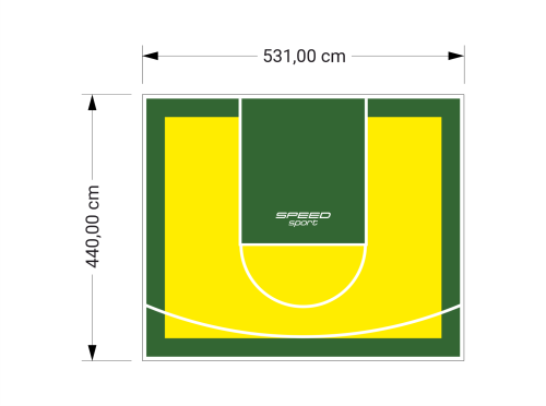 23M2/440X531CM ŻÓŁTO-ZIELONE BOISKO DO KOSZYKÓWKI SPEEDSPORT HEXA POWER PRO