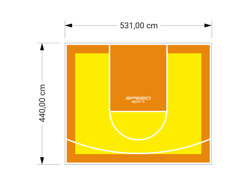 23M2/440X531CM ŻÓŁTO-POMARAŃCZOWE BOISKO DO KOSZYKÓWKI SPEEDSPORT HEXA POWER PRO