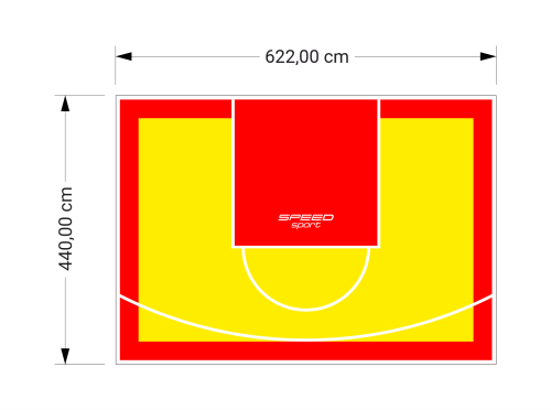 27M2/440X622CM ŻÓŁTO-CZERWONE BOISKO DO KOSZYKÓWKI SPEEDSPORT HEXA POWER PRO