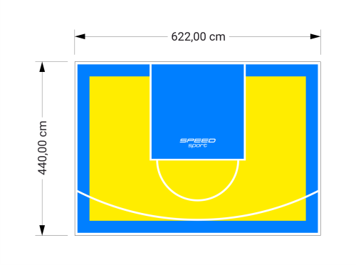 27M2/440X622CM ŻÓŁTO-BŁĘKITNE BOISKO DO KOSZYKÓWKI SPEEDSPORT HEXA POWER PRO