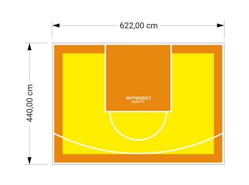 27M2/440X622CM ŻÓŁTO-POMARAŃCZOWE BOISKO DO KOSZYKÓWKI SPEEDSPORT HEXA POWER PRO