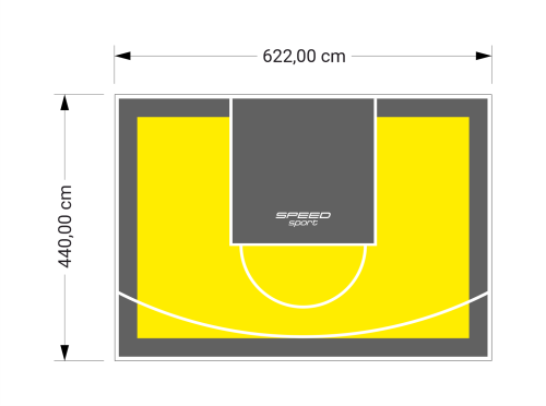 27M2/440X622CM ŻÓŁTO-GRAFITOWE BOISKO DO KOSZYKÓWKI SPEEDSPORT HEXA POWER PRO