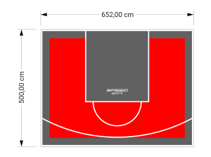 33M2/500X652CM CZERWONO-GRAFITOWE BOISKO DO KOSZYKÓWKI SPEEDSPORT HEXA POWER PRO