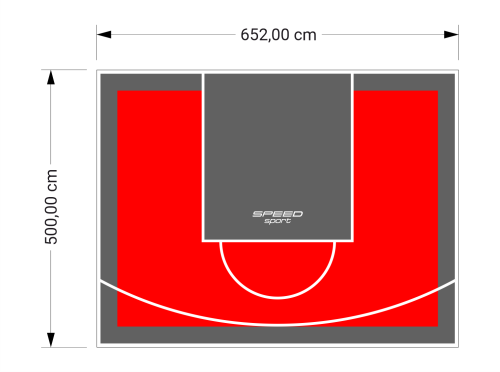 33M2/500X652CM CZERWONO-GRAFITOWE BOISKO DO KOSZYKÓWKI SPEEDSPORT HEXA POWER PRO