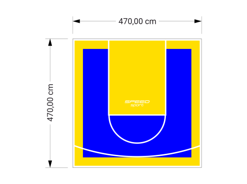 22M2/470X470CM NIEBIESKO-ŻÓŁTE BOISKO DO KOSZYKÓWKI SPEEDSPORT HEXA POWER PRO