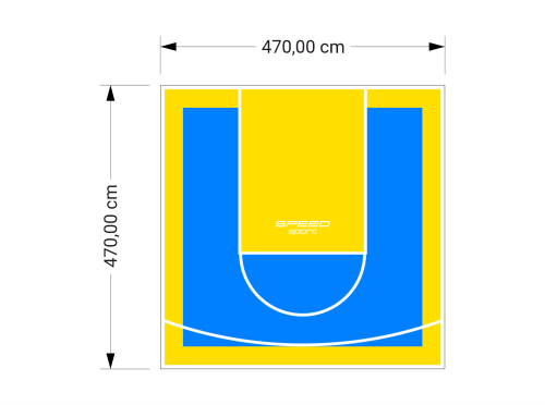 22M2/470X470CM BŁĘKITNO-ŻÓŁTE BOISKO DO KOSZYKÓWKI SPEEDSPORT HEXA POWER PRO