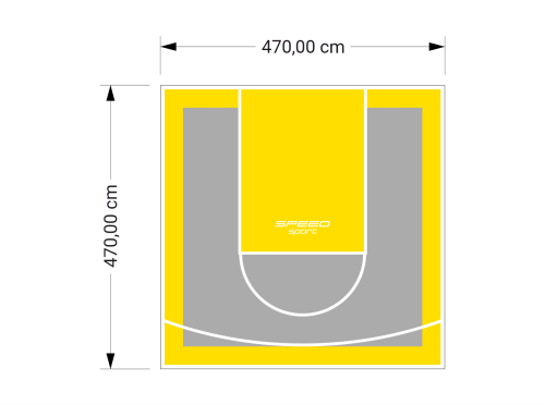 22M2/470X470CM SZARO-ŻÓŁTE BOISKO DO KOSZYKÓWKI SPEEDSPORT HEXA POWER PRO