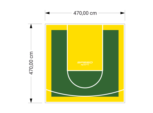 22M2/470X470CM ZIELONO-ŻÓŁTE BOISKO DO KOSZYKÓWKI SPEEDSPORT HEXA POWER PRO