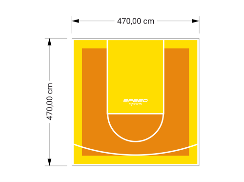 22M2/470X470CM POMARAŃCZOWO-ŻÓŁTE BOISKO DO KOSZYKÓWKI SPEEDSPORT HEXA POWER PRO