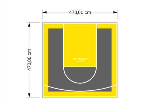 22M2/470X470CM GRAFITOWO-ŻÓŁTE BOISKO DO KOSZYKÓWKI SPEEDSPORT HEXA POWER PRO