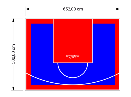 33M2/500X652CM NIEBIESKO-CZERWONE BOISKO DO KOSZYKÓWKI SPEEDSPORT HEXA POWER PRO