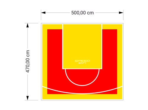 24M2/470X500CM CZERWONO-ŻÓŁTE BOISKO DO KOSZYKÓWKI SPEEDSPORT HEXA POWER PRO