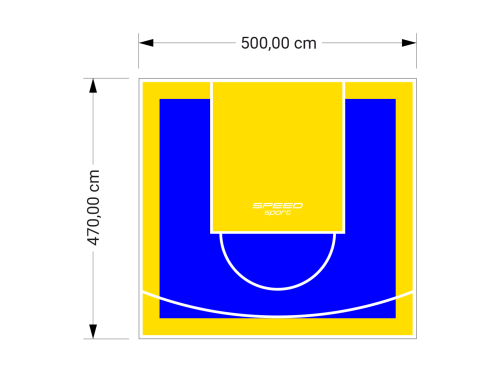 24M2/470X500CM NIEBIESKO-ŻÓŁTE BOISKO DO KOSZYKÓWKI SPEEDSPORT HEXA POWER PRO