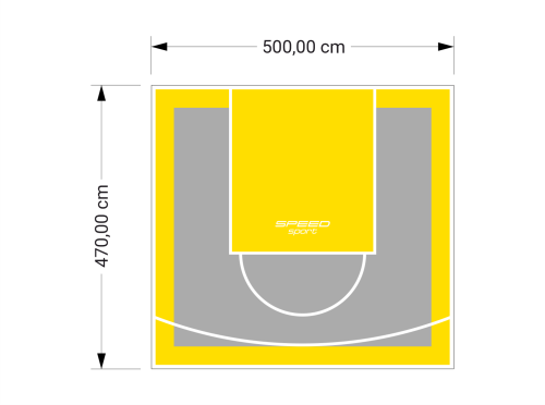 24M2/470X500CM SZARO-ŻÓŁTE BOISKO DO KOSZYKÓWKI SPEEDSPORT HEXA POWER PRO