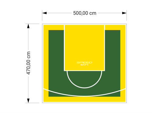 24M2/470X500CM ZIELONO-ŻÓŁTE BOISKO DO KOSZYKÓWKI SPEEDSPORT HEXA POWER PRO