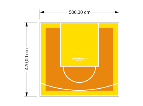 24M2/470X500CM POMARAŃCZOWO-ŻÓŁTE BOISKO DO KOSZYKÓWKI SPEEDSPORT HEXA POWER PRO