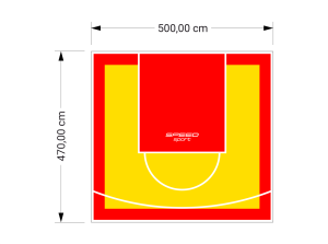 24M2/470X500CM ŻÓŁTO-CZERWONE BOISKO DO KOSZYKÓWKI SPEEDSPORT HEXA POWER PRO