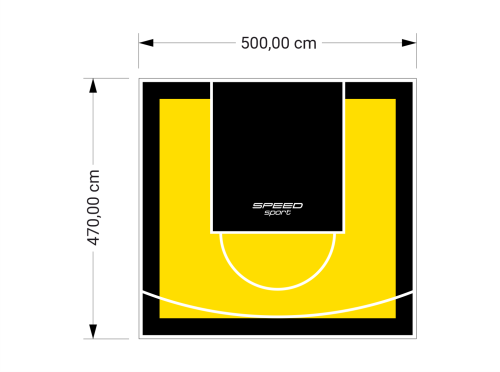 24M2/470X500CM ŻÓŁTO-CZARNE BOISKO DO KOSZYKÓWKI SPEEDSPORT HEXA POWER PRO
