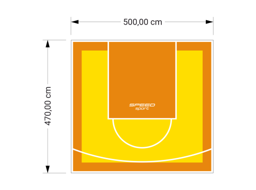 24M2/470X500CM ŻÓŁTO-POMARAŃCZOWE BOISKO DO KOSZYKÓWKI SPEEDSPORT HEXA POWER PRO