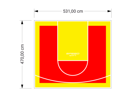 25M2/470X531CM CZERWONO-ŻÓŁTE BOISKO DO KOSZYKÓWKI SPEEDSPORT HEXA POWER PRO