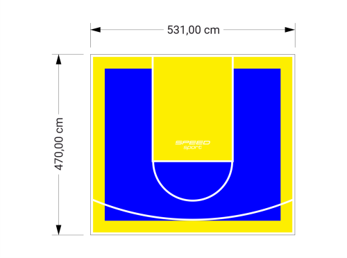 25M2/470X531CM NIEBIESKO-ŻÓŁTE BOISKO DO KOSZYKÓWKI SPEEDSPORT HEXA POWER PRO