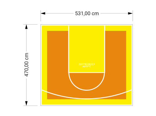 25M2/470X531CM POMARAŃCZOWO-ŻÓŁTE BOISKO DO KOSZYKÓWKI SPEEDSPORT HEXA POWER PRO
