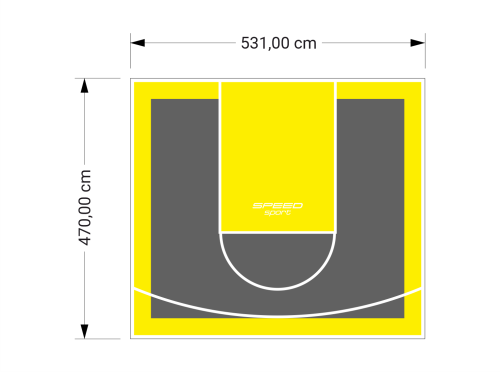 25M2/470X531CM GRAFITOWO-ŻÓŁTE BOISKO DO KOSZYKÓWKI SPEEDSPORT HEXA POWER PRO