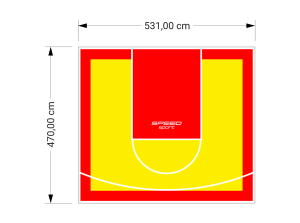 25M2/470X531CM ŻÓŁTO-CZERWONE BOISKO DO KOSZYKÓWKI SPEEDSPORT HEXA POWER PRO