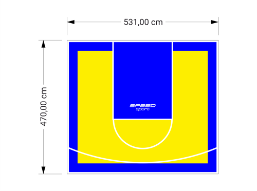 25M2/470X531CM ŻÓŁTO-NIEBIESKIE BOISKO DO KOSZYKÓWKI SPEEDSPORT HEXA POWER PRO